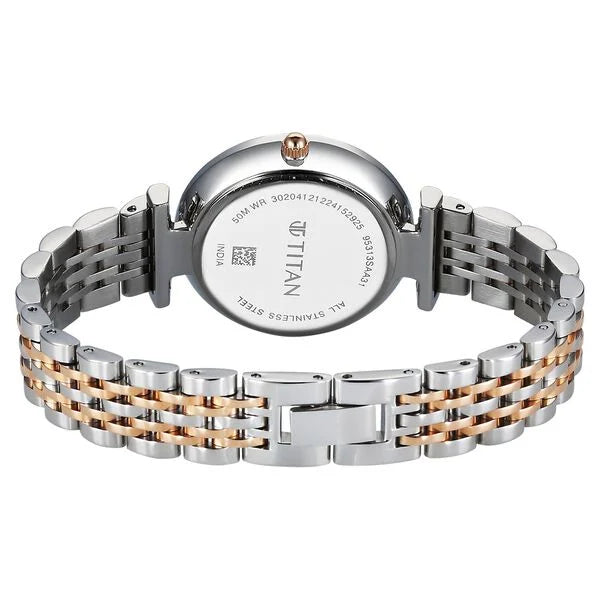 Titan Workmode Quartz Analog Silver Dial Metal Strap watch For Women 95313km01