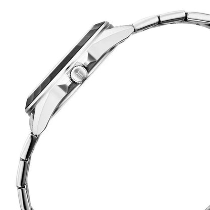 Titan Glamour Quartz Multifunction Black Dial Silver Stainless Steel Strap Watch For Women nu95315km01