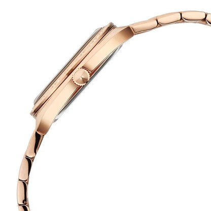 Titan Purple Glamour Quartz Analog Blue Dial Rose Gold Stainless Steel Strap Watch For Women nu95317wm01