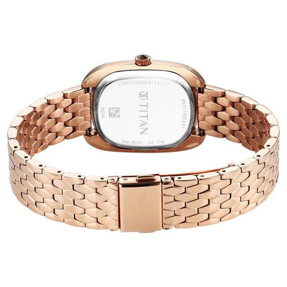Titan Purple Glamour Quartz Analog Blue Dial Rose Gold Stainless Steel Strap Watch For Women nu95317wm01