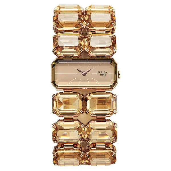 Titan Raga Cocktails Quartz Analog Brown Dial Metal Strap Watch For Women 95320wm01