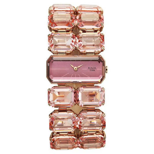 Titan Raga Cocktails Quartz Analog Rose Gold Dial Stainless Steel Strap Watch For Women 95320wm02