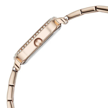 Titan Purple Metro Quartz Analog Red Dial Rose Gold Plated Stainless Steel Strap Watch For Women 95323wm01