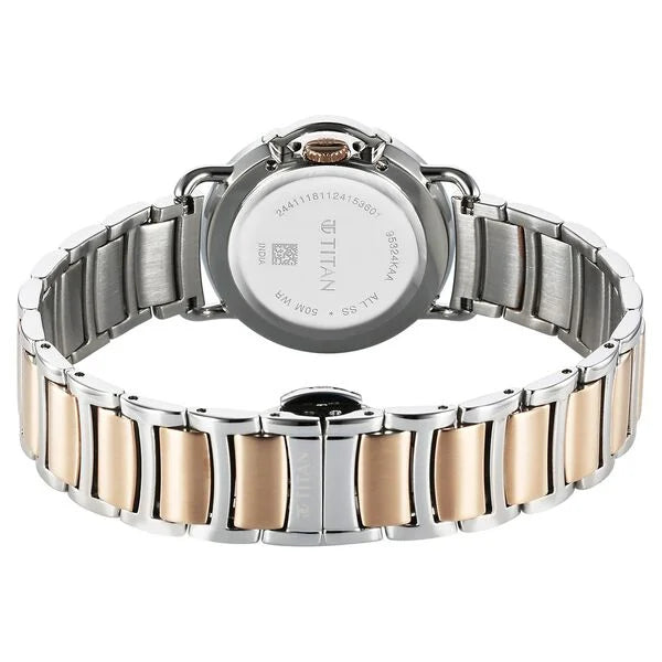 Titan Workmode Quartz Analog Brown Dial Stainless Steel Strap Watch For Women nu95324km01