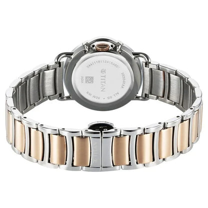 Titan Workmode Quartz Analog Brown Dial Stainless Steel Strap Watch For Women nu95324km01