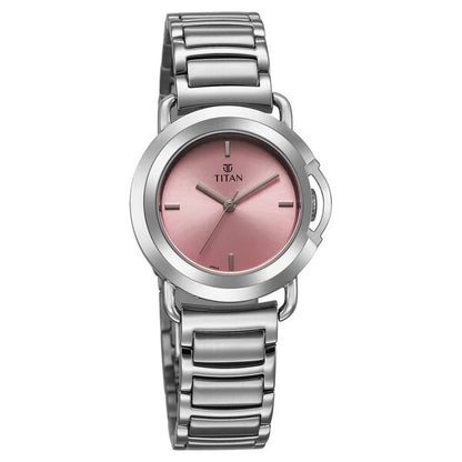 Titan Workmode Quartz Analog Pink Dial Stainless Steel Strap Watch For Women nu95324sm01