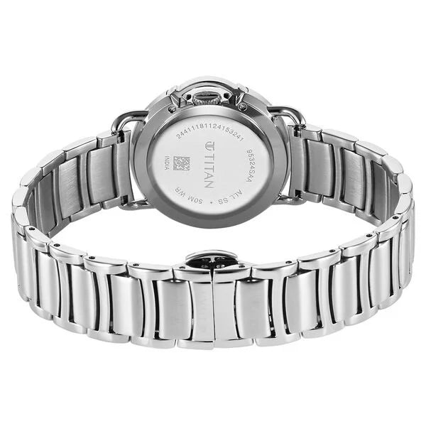 Titan Workmode Quartz Analog Pink Dial Stainless Steel Strap Watch For Women nu95324sm01