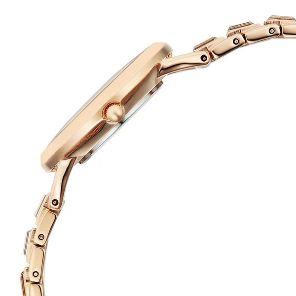 Titan Raga Glimmers Quartz Analog Red Mother of Pearl Dial Rose Gold Metal Strap Watch For Women 95327wm01f