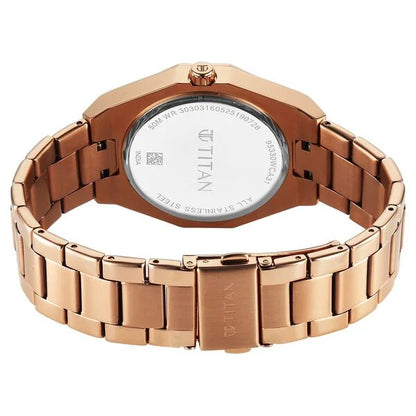 Titan Glamour Quartz Analog with Date Mother Of Pearl Dial Rose Gold Stainless Steel Strap Watch For Women 95330wm01