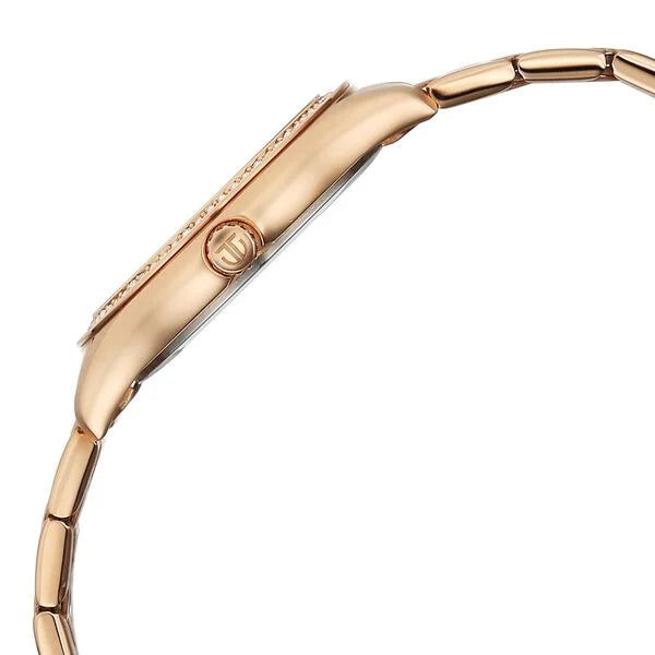 Titan Glamour Quartz Analog White Mother Of Pearl Dial Rose Gold Stainless Steel Strap Watch For Women nu95335wm01