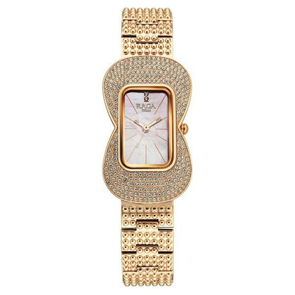Titan Raga Glimmers Quartz Analog Pink Mother Of Pearl Dial Rose Gold Metal Strap Watch For Women 95340wm01f
