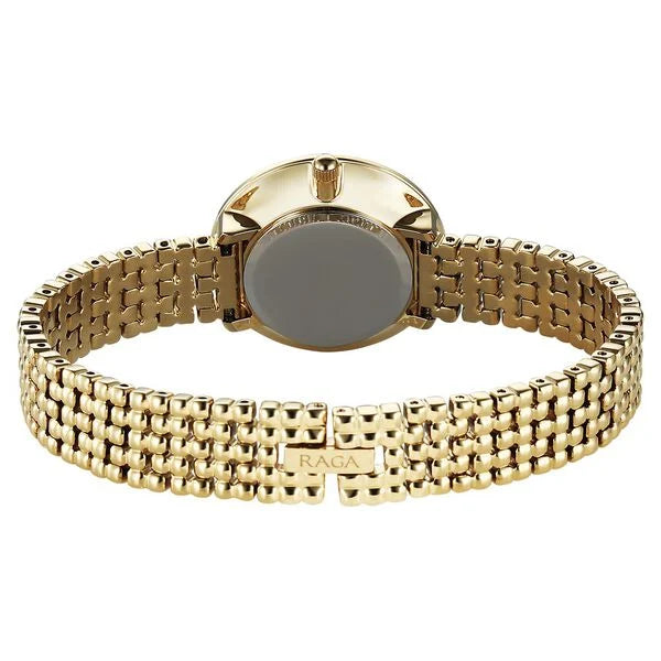 Titan Raga Showstopper Quartz Analog Champagne Dial Metal Strap Watch For Women nu95350ym01