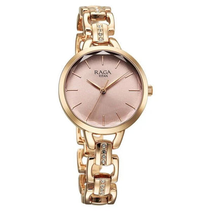 Titan Raga Showstopper Quartz Analog Rose Gold Dial Metal Strap Watch For Women nu95352wm01 Women's Watch