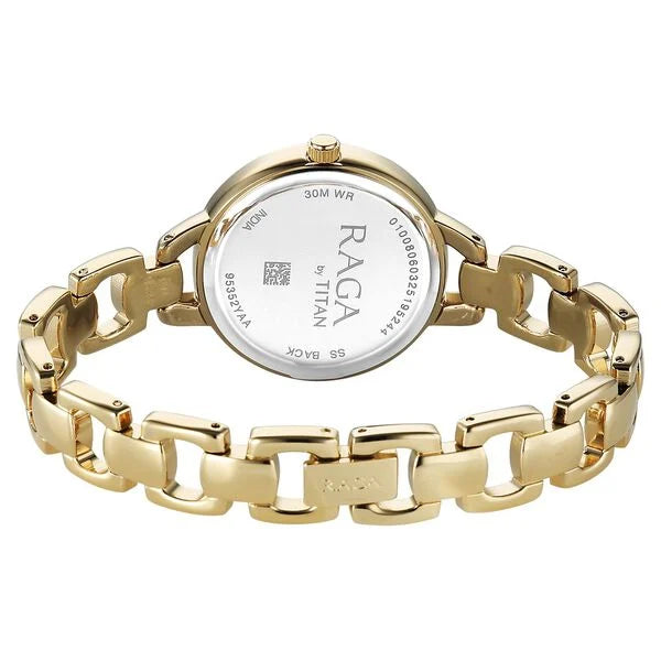 Titan Raga Showstopper Quartz Analog Silver Dial Metal Strap Watch For Women nu95352ym01