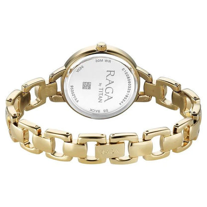 Titan Raga Showstopper Quartz Analog Silver Dial Metal Strap Watch For Women nu95352ym01
