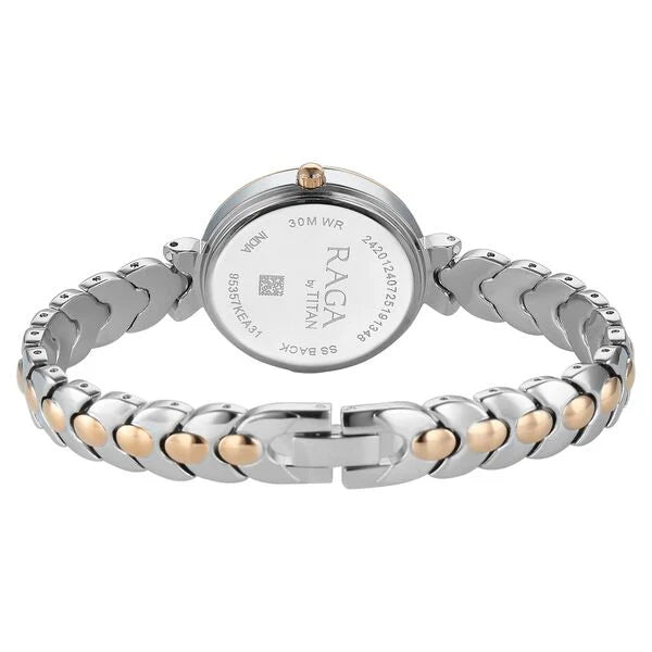 Titan Raga Showstopper Quartz Analog Rose Gold Dial Two Toned Metal Strap Watch For Women nu95357km01