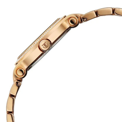 Titan Purple Glamour Quartz Analog Silver Dial Rose Gold Stainless Steel Strap Watch For Women 95359wm01