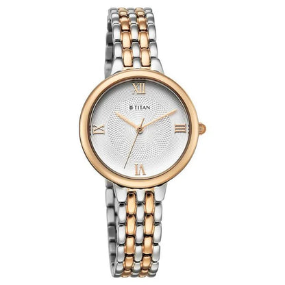 Titan Eminence Quartz Analog White Dial Two Toned Strap Watch For Women 95364km01