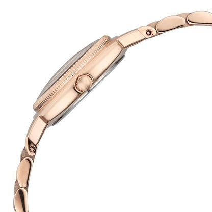 Titan Eminence Quartz Analog Red Dial Rose Gold Strap Watch For Women 95366wm01