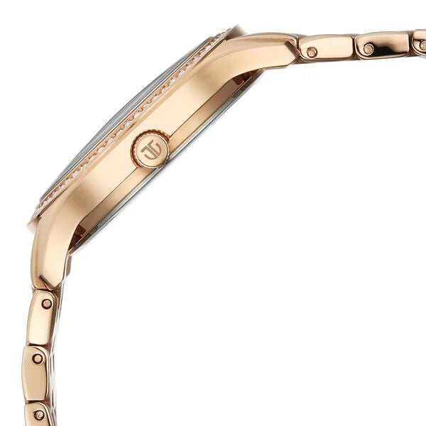 Titan Purple Glamour Quartz Analog Blue Dial Rose Gold Stainless Steel Strap Watch For Women nu95373wm01
