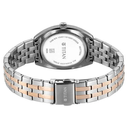 Titan Work Essentials Quartz Analog Silver Dial Two Toned Metal Strap Watch For Women 95377km01