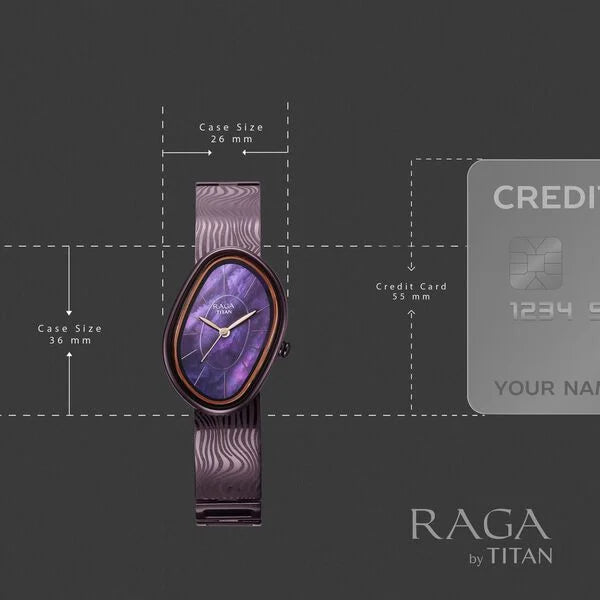 Titan Raga Sierra Quartz Analog Prune - Purple Dial Prune - Purple Metal Strap Watch For Women