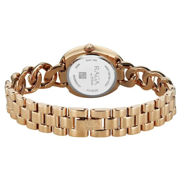 Titan Raga Spotlight Quartz Analog Grey Dial Rose Gold Metal Strap Watch For Women 95429wm01