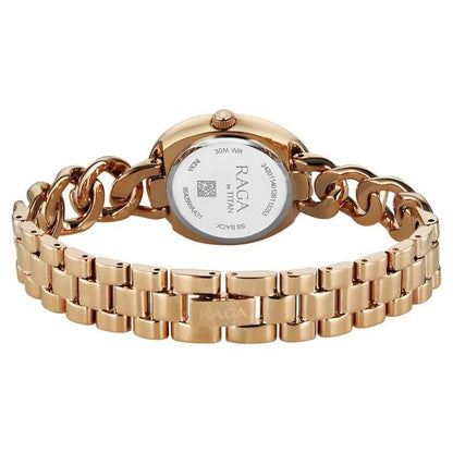 Titan Raga Spotlight Quartz Analog Grey Dial Rose Gold Metal Strap Watch For Women 95429wm01