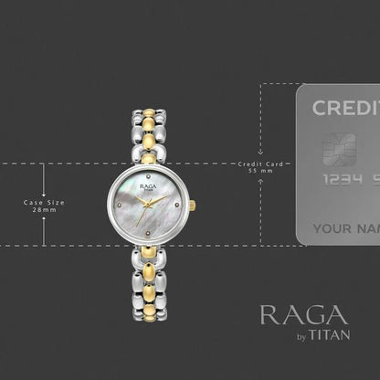 Raga Showstopper Quartz Analog Mother of Pearl Dial Two Toned Metal Strap Watch For Women 95461bm01