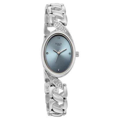 Raga Showstopper Quartz Analog Blue Dial Silver Metal Strap Watch For Women 95480sm01