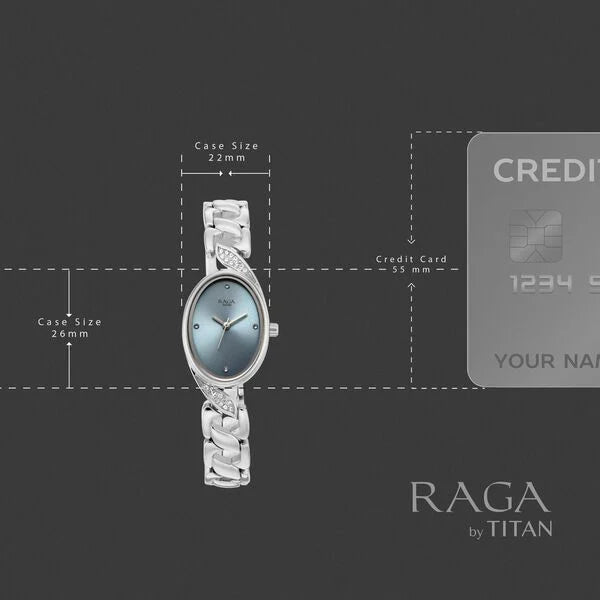 Raga Showstopper Quartz Analog Blue Dial Silver Metal Strap Watch For Women 95480sm01