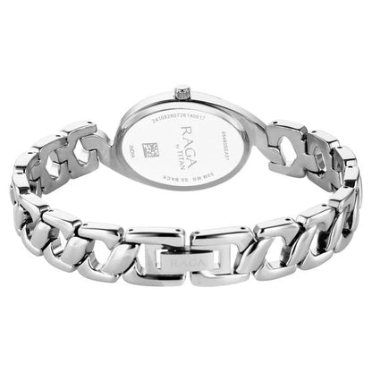 Raga Showstopper Quartz Analog Blue Dial Silver Metal Strap Watch For Women 95480sm01