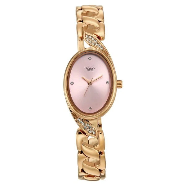 Raga Showstopper Quartz Analog Rose Gold Dial Rose Gold Metal Strap Watch For Women 95480wm01