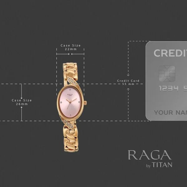 Raga Showstopper Quartz Analog Rose Gold Dial Rose Gold Metal Strap Watch For Women 95480wm01