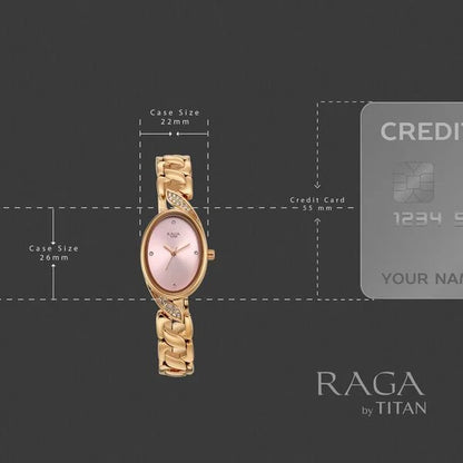 Raga Showstopper Quartz Analog Rose Gold Dial Rose Gold Metal Strap Watch For Women 95480wm01