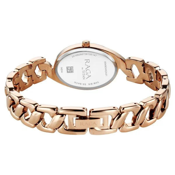 Raga Showstopper Quartz Analog Rose Gold Dial Rose Gold Metal Strap Watch For Women 95480wm01