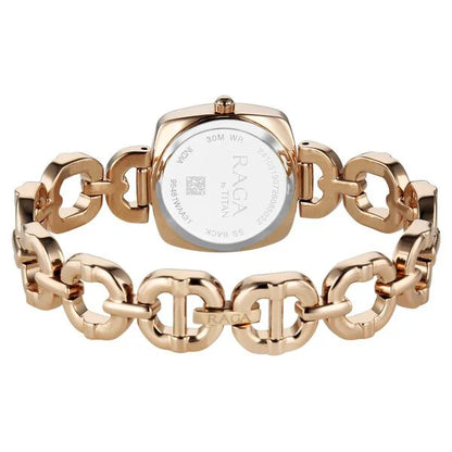 Raga Showstopper Quartz Analog Mother of Pearl Dial Rose Gold Metal Strap Watch For Women 95481wm01