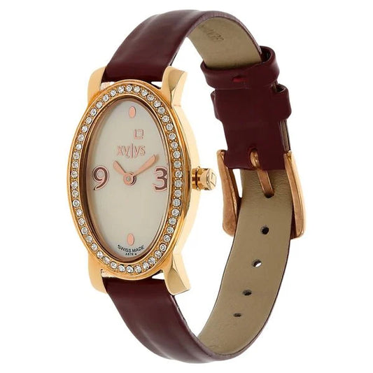 Xylys Swiss Analog Brown Leather Strap and Mother of Pearl Dial Watch For Women NF9728WL02