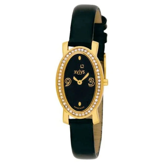 Xylys Swiss Analog Black Leather Strap and Black Dial Watch For Women NF9728YL02