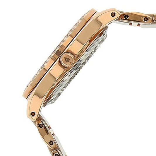 Xylys Shimmer Swiss Analog Steel & Ceramic Mother of Pearl White Dial Watch for Women nt9766wd02m