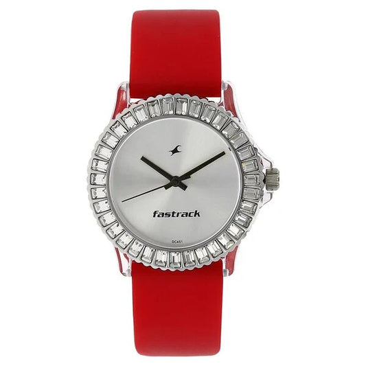 Fastrack Quartz Analog Silver Dial Plastic Strap Watch for Girls NJ9827PP08C