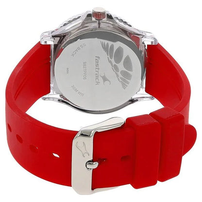 Fastrack Quartz Analog Silver Dial Plastic Strap Watch for Girls NJ9827PP08C