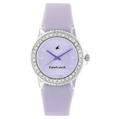 Fastrack Quartz Analog Purple Dial Plastic Strap Watch for Girls NK9827PP16