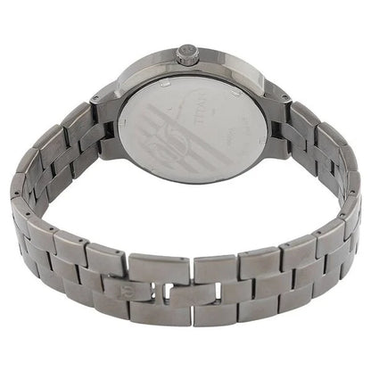 Titan Quartz Analog with Day and Date Grey Dial Stainless Steel Strap Watch for Women nf9967qm01j