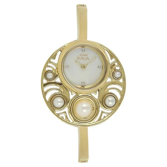 Titan Raga Pearl Dial Analog Metal Strap Watch for Women 9972ym01j