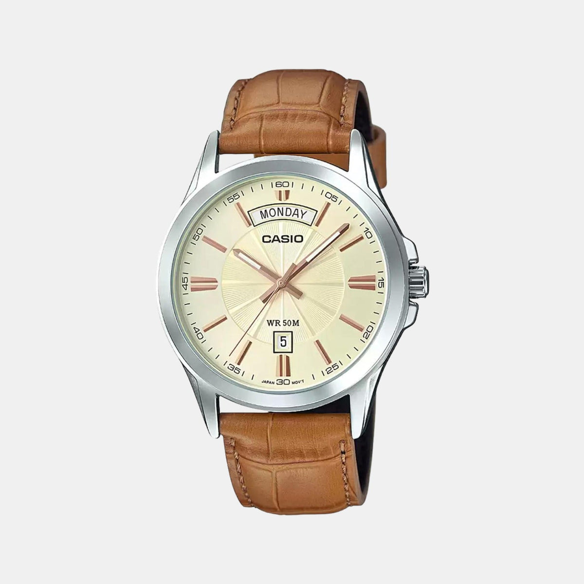 Enticer Men Quartz Gold Dial Analog Leather Watch A1133