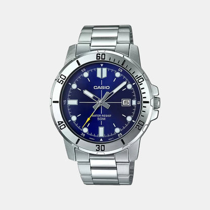 Casio Enticer Men Quartz Blue Dial Analog Stainless Steel Watch A1364