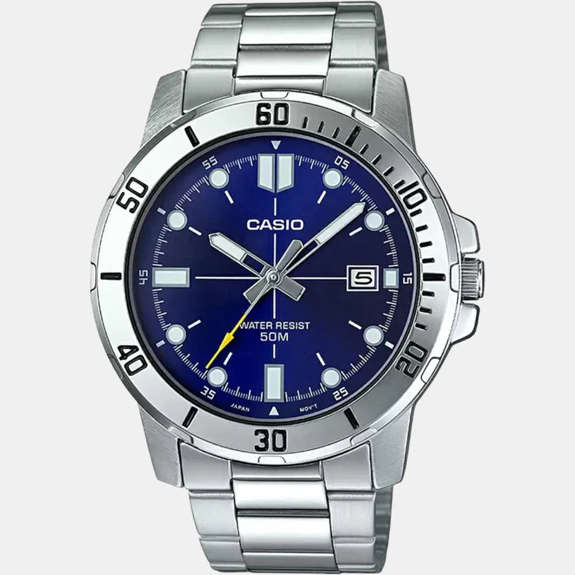 Casio Enticer Men Quartz Blue Dial Analog Stainless Steel Watch A1364