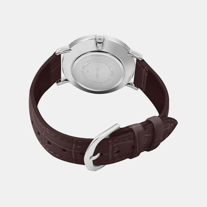 Enticer Men Quartz Silver Dial Analog Leather Watch A1618