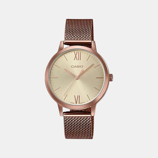 Enticer Women Quartz Rose Gold Dial Analog Mesh Watch A1693